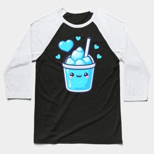 Cute Kawaii Blue Lagoon Cocktail Drink with Ice and Hearts | Cute Kawaii Design Baseball T-Shirt
